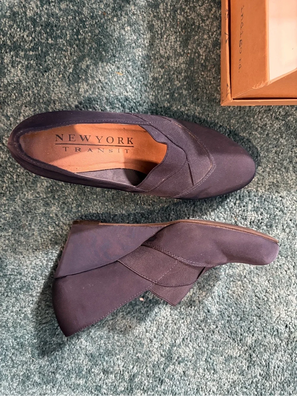 New York Transit Navy Slip-On Wedges 7 1/2